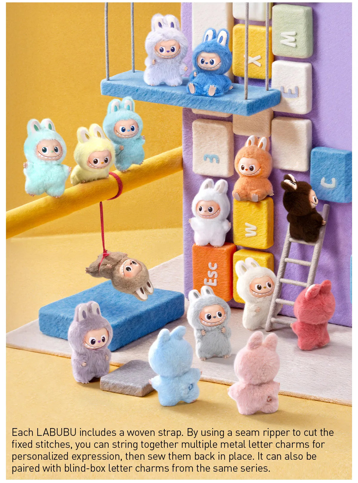 Pop Mart The Monsters Pin for Love Series Vinyl Plush Pendant Blind Box (N-Z)